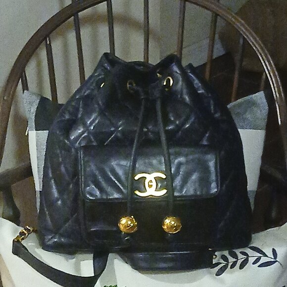 Chanel Authentic Large Blue Lambskin Backpack main image 8